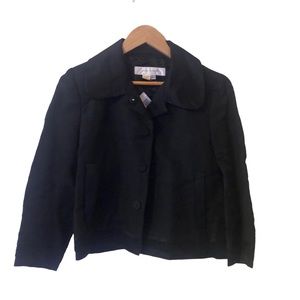 Zara Woman Linen Cropped Black Blazer Size 6 Button Down